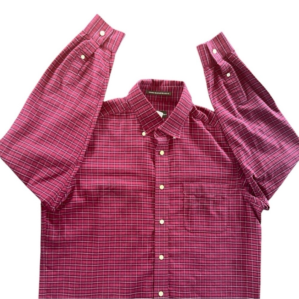 Eddie Bauer men’s red long sleeve plaid button down shirt size L - Picture 4 of 9